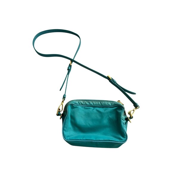 PRADA Testo Tessuto Turquoise Gold Nylon Small Camera Crossbody Bag - Picture 4 of 16